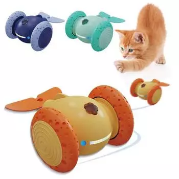 Интерактивные игрушки для кошек, для домашних кошек, перезаряжаемые через USB, умные электрические мобильные машины с дистанционным управлением, игрушка-мышь для кошек с перьевым хвостом жёлтый