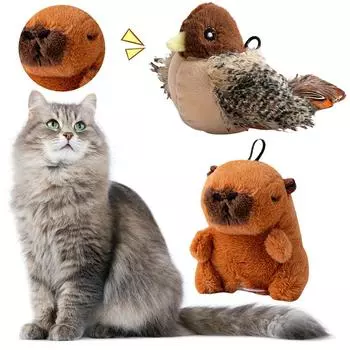Интерактивные игрушки для кошек, Игрушка для щебечущих птиц, Мягкие игрушки для кошек, Игрушки для дразнения домашних животных, Электрическая пищащая имитация птицы для домашних кошек