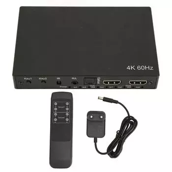 Интерфейсный коммутатор HD-мультимедиа 4K 4 в 2 выхода 3,5 мм оптический звуковой выход видеоразветвитель с EDID IR EU Plug