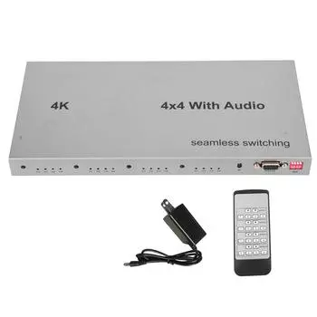 Интерфейсный коммутатор HD Multimedia 4 in 4 out 4K 30Hz Video Switcher Splitter с экстрактором звука для US Plug