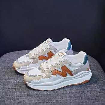 Internet celebrity casual dad shoes trendy four seasons women s shoes casual new sports versatile round head thick sole shock absorbing white shoes 36 хаки