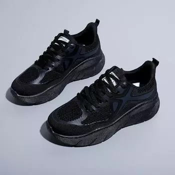 Internet celebrity popular men s shoes spring and autumn flying weaving new versatile sports leisure running height increase youth mesh dad shoes 37