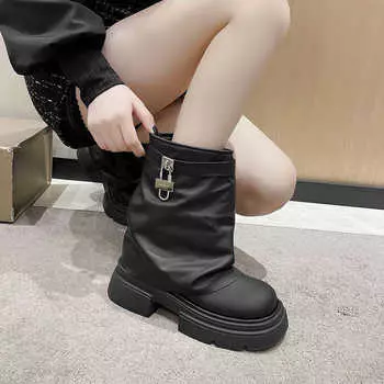 Internet celebrity short boots women s models 2025 autumn new foreign trend retro versatile muffin thick-soled trousers boots tide 35