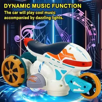 Interstellar space motorcycle, universal electric toy, 360° rotation, pleasant music, beautiful lights, safe ABS material ,battery not included Interstellar Space Motorcycle