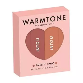 INTO U Japan Limited Mini Mud Lip Set of 2 Super Matte Lip & Cheek Mud Mini Set 2 Types (WT01 Warm Tone)
