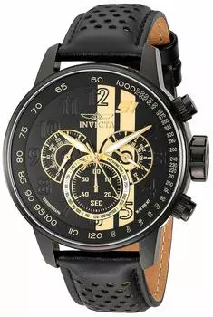 [Invicta] Часы S1 Rally Quartz 48 мм корпус золото черный кожаный ремешок черный циферблат 19289 мужские [Товар]
