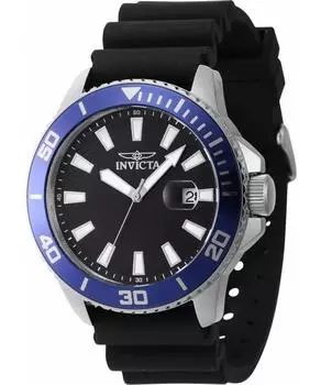 Invicta Pro Diver Силиконовый ремешок Кварцевые мужские часы с черным циферблатом 46089 чёрный