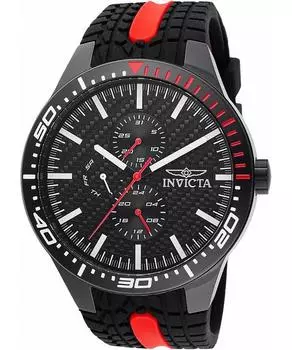 Invicta Racing GMT силиконовый ремешок черный циферблат кварцевые мужские часы 47553 чёрный