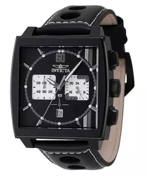 Invicta S1 Rally Chronograph GMT с кожаным ремешком, кварцевые мужские часы с черным циферблатом INV46853 100M