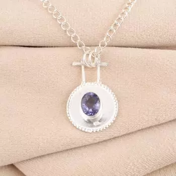 Iolite Gemstone 925 Sterling Silver Jewelry Handmade Pendant 1.4 For Wedding PP-57-6