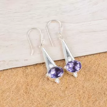 Iolite Gemstone 925 Sterling Silver Jewelry Handmade Drop/Dangle Earrings 1.80 EE-50-2