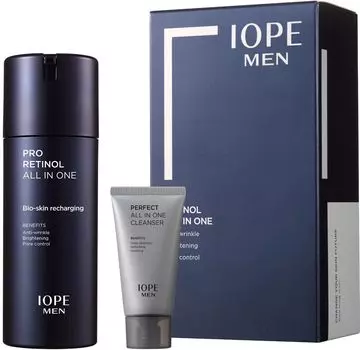 IOPE MEN Pro Retinol All in One + Cleanser Special SET, Увлажнение, корейская косметика, Kbeauty, пробник