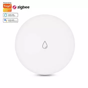 IP67 Tuya ZigBee Умный датчик утечки воды Детектор утечки воды Сигнализация утечки воды Умный домашний монитор безопасности Работает со шлюзом ZigBee белый