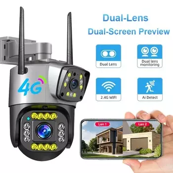 IP-камера 4G/WiFi, 8 МП, 4K, двойной экран, монитор Camara, умный дом, уличная водонепроницаемая PTZ-камера видеонаблюдения V380 Pro, защита безопасности