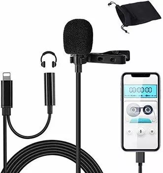 iPhone iPad микрофон Lightning Jack 2в1 конденсаторный микрофон клипсового типа всенаправленный мини-микрофон для смартфона для 3,5 мм