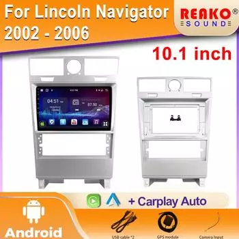 IPS экран 4G для Lincoln Navigator 2002 - 2006 автомобильный радиоприемник авто Android GPS навигация мультимедийный плеер WIFI BT DSP DVD 2din 4 core 1GB+32GB carplay