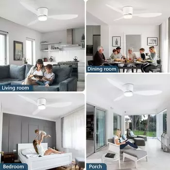 IRALAN Household Ceiling Fan With Lights Six-speed Wind Infinitely Dimming Home appliances Silent DC Motor For Room Decoration 52 inch чёрный