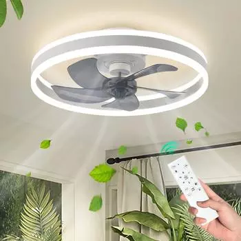 IRALAN Modern Ceiling Fan with Light Remote Control 6 Speed Chanderlier Fan Reversible Dimmable For Living Room Bedroom белый