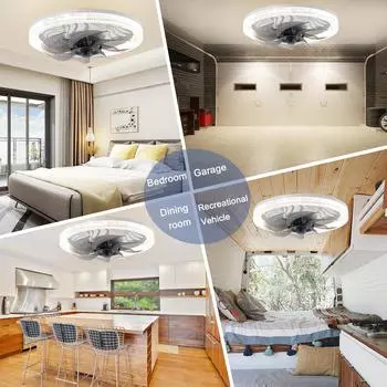 IRALAN Modern E27 Ceiling Fan With Light Smart Remote Control Electric Fan Quiet Motor Chandelier Living Room Interior белый