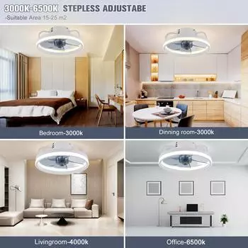 IRALAN Smart Double Silicon Strip Ceiling Fan 6 Speed Timer Application Remote Control Lamps For Room Decor белый