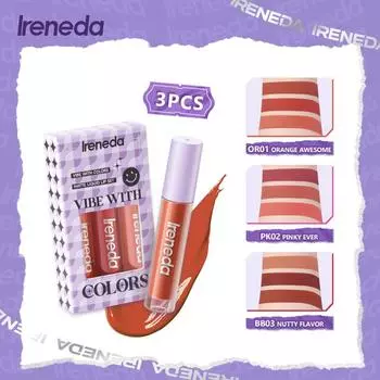 Ireneda 3 шт./компл. Блеск для губ Водостойкая долговечная матовая жидкая помада Бархатный оттенок для губ Увлажняющий блеск для губ Тени для губ Косметика для макияжа