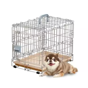 Iris Ohyama Dog and Cat for Ultra Small Dogs and Width 34 x Depth 47 x Height cm Cage, Foldable, Silver/Brown, Cats, 38.5