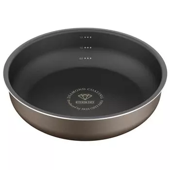Iris Ohyama Frying Pan 20cm Fire Compatible with Removable Handle Deep Lightweight Deep Plus Series Chestnut Brown IH/Gas PDCI-S20