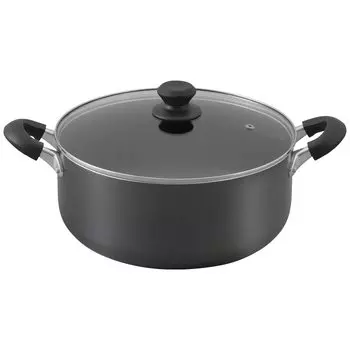 Iris Ohyama Gas with Diamond Easy to Clean Black Pot, 28 см, Fire/IH Compatible, Крышка, Покрытие, Долговечная, Антипригарное, DIS-P28 чёрный