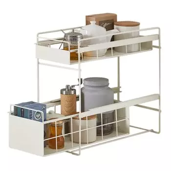 Iris Ohyama Under Sink Drawer Rack Storage Slim White Width 20 x Depth x Height rack for effective use Kitchen organization Easy to assemble Holds up белый