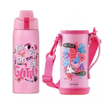 Iris Ohyama Water Bottle for Children Kids 600ml Minnie Direct Drinking Cold Retention Disney Vacuum Insulated Keeps Cold for 6 Hours Comes with a