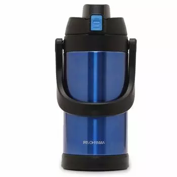 Iris Ohyama Water Bottle Sports Bottle 2 Liter 2L Blue Vacuum insulation layer keeps it cold for 6 Large capacity allows opening and direct You can