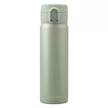 IRIS OHYAMA Water Stainless Steel Mug Spout for Easy Easy to Wash Vacuum Keeps for 6 Pale Green Bottle, 500ml, Bottle, One-touch, One-handed Unlock, бледно-зеленый