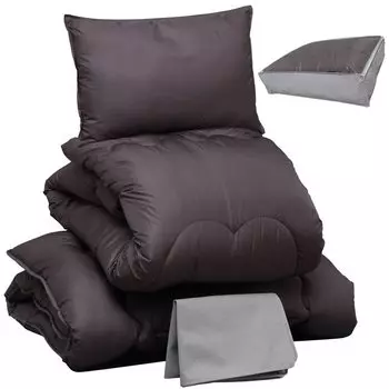 Iris Plaza Fully washable futon hollow polyester comes with a neat storage smooth and moist peach skin finish black 4-piece set, semi-double, cotton, чёрный