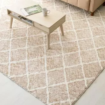 Iris Plaza Smooth and comfortable with a jacquard weave with thin and short piles 185 x 185 cm Beige treatment keeps it clean at all times Foldable