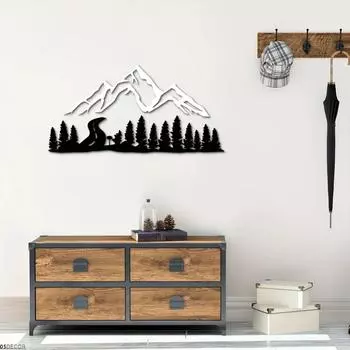 Iron Crafts Mountain & Forest Metal Wall Art – силуэт холма и деревьев, элегантное железное украшение для дома, уникальное настенное украшение светло-серый