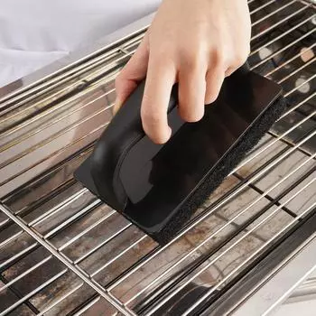 Iron Plate Barbecue Cleaning with Handle Barbecue Net Sponge Brush Cleaning Shovel Anti Dirt Hand Barbecue Cleaning Brush чёрный