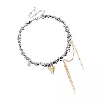 Irregular Beadwork Heart Tassels Necklace with Fringe Pendant Portable for Women Seek Unique Trendy Accessories