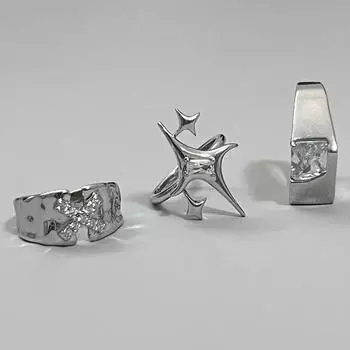 Irregular Cross Star Open Ring for Women Men Punk Gothic Adjustable Couple Jewelry Gift