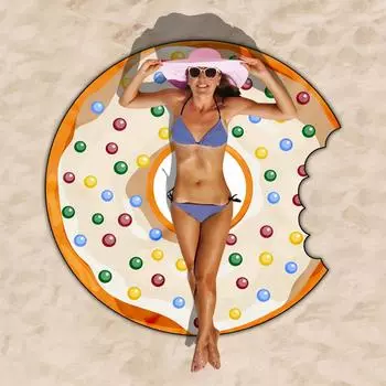 Irregular Donut Towel Material Outdoor Leisure Summer Beach Towel Cushion Dessert Style Fun Towel Bath Towel Bathrobe Towel 150cm