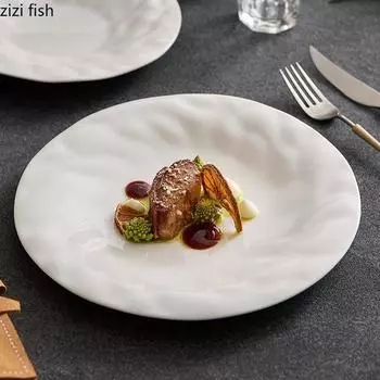 Irregular Hammer Pattern Plate Ceramic Shallow Plate Dessert Plate Salad Plates Pasta Plates Steak Plates Creative Tableware