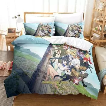 Is It Wrong to Try to Pick Up Girls in a Dungeon Bedding Set Single Twin Full Queen King Size Bed Set Bedroom Duvetcover Sets 70x133cm 2pcs