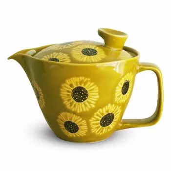 Isaozan Kiln Tea Pot with Tea Strainer 240ml For People Hasami Ware Made in Japan Sunflower Dark Yellow J-kitchens 1-2 темно-желтого