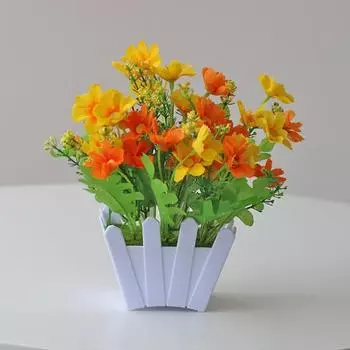 Искусственный цветок, устойчивый к погодным условиям, легко поддается уходу, пластиковая маргаритка, декоративный искусственный цветок бонсай фиолетовый