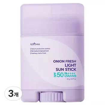 Isntree Onion Fresh Light Sun Stick SPF50+ PA++++, 22 г, 3 шт.