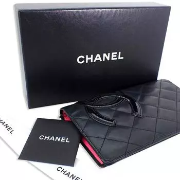 [Использовано] CHANEL Caviar Skin Нет. 5 Черный длинный кошелек [b30-55]