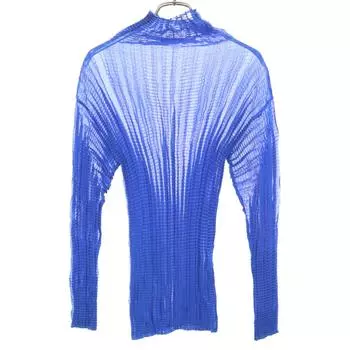 ISSEY MIYAKE 90-е Старый Лонгслив Высокий воротник Разрез синий Женский Б/у