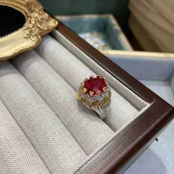 Итальянское ретро-кольцо с гравировкой из золота и рупией, двухцветное золотое кольцо с короной