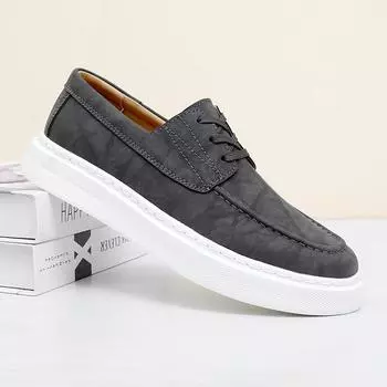 Italian Mens Casual Leather Shoes Thick Bottom Outdoor Work Shoes Comfortable Antiskid Walking Shoes Casual Lace-Up Driving Shoe 38 хаки