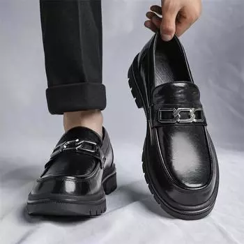 Italian Mens Loafers High Quality Leather Slip On Wedding Casual Shoes Fashion Comfy Business Work Shoe for Men Driving Mocassin 38 чёрный