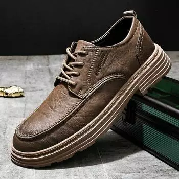 Italian Style Men s Oxford Shoes Lace Up Office Fashion Business Shoes Men s Genuine Leather Casual Shoes Interview Commuting 38 чёрный